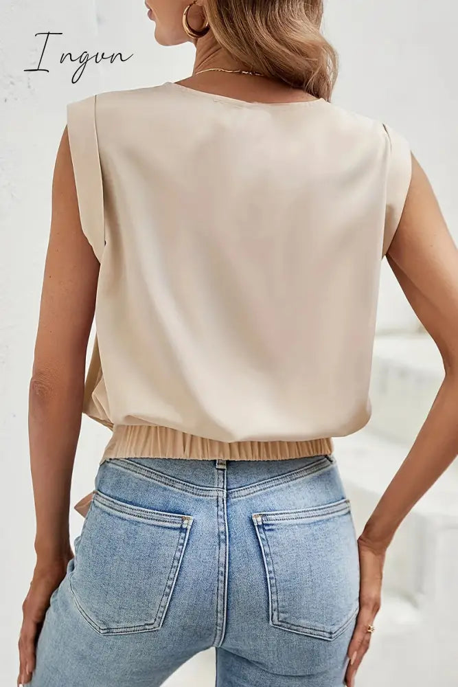 Ingvn - Casual Solid Bandage O Neck T-Shirts Tops/Tees & T-Shirts