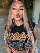Ingvn - 2023 Y2K Clothes Streetwear T Shirts Ladies Black O Neck Crop Tops Short Sleeve Summer