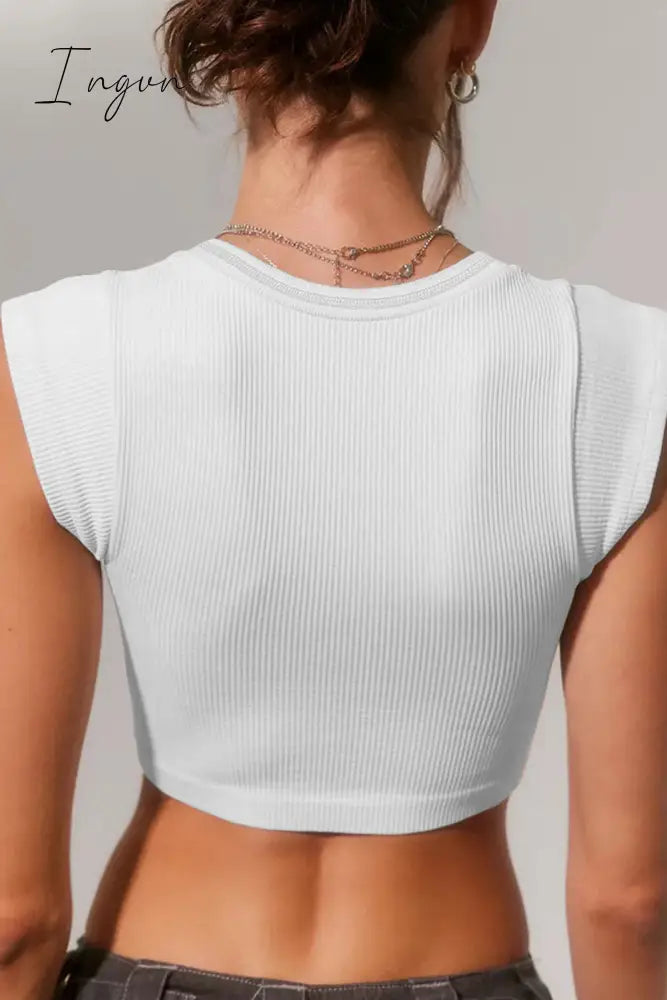 Ingvn - Sexy Street Solid Patchwork U Neck T-Shirts Tops/Tees & T-Shirts