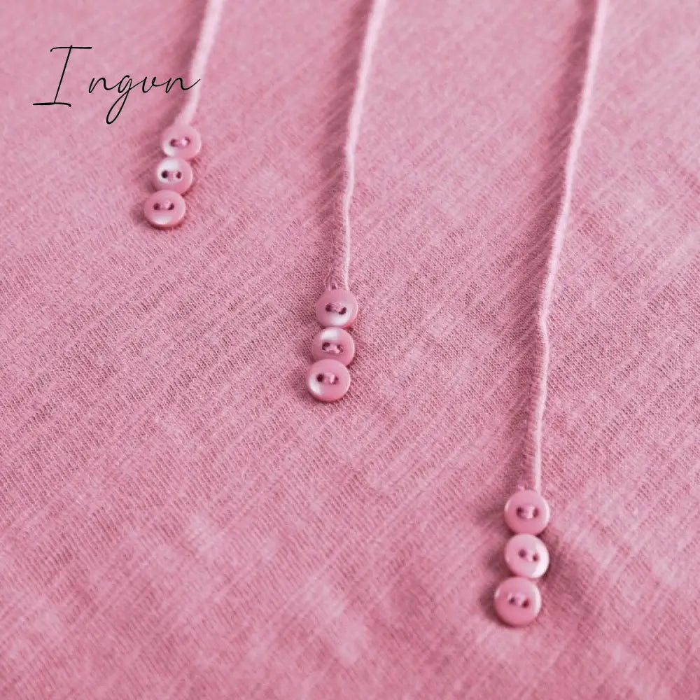 Ingvn - Short Sleeve Summer Women Ribbed Cotton Tee - Shirts Female Button Loose Casual Fashion T -