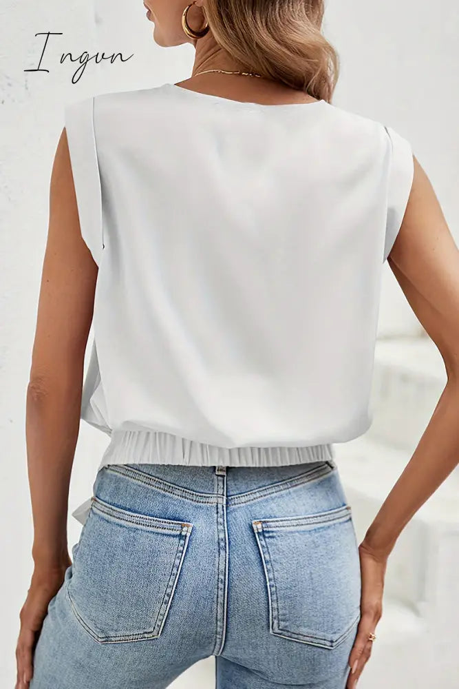 Ingvn - Casual Solid Bandage O Neck T-Shirts Tops/Tees & T-Shirts