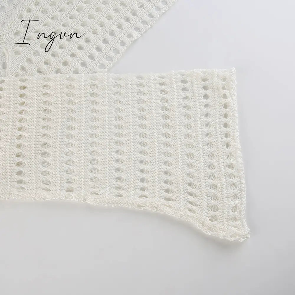 Ingvn - Hot Sell Irregular Hollow Out Knitted Y2K T - Shirts Women Summer Vacation Clothes O Neck