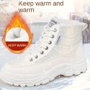 Women'S Winter Thickened Snow Boots High Top Platform Ankle Boots with Warm Fleece Lining, Solid Color, Round Toe, Low Heel, Fabric Insole, Polyurethane PU, Rubber Sole, Hand Washable