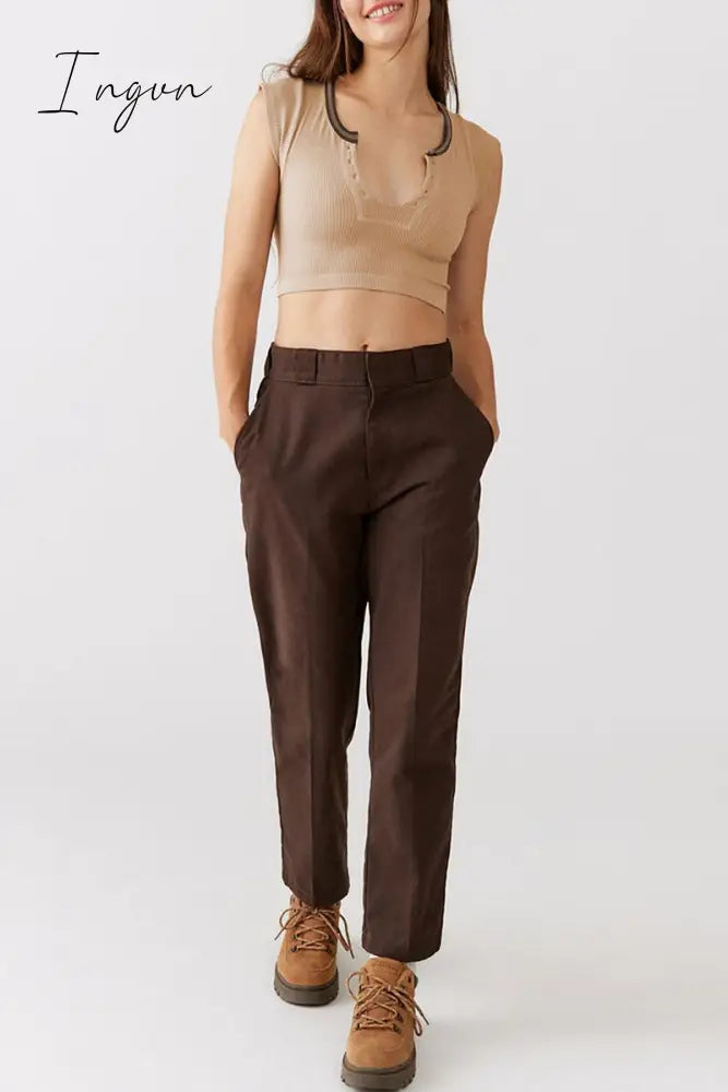 Ingvn - Sexy Street Solid Patchwork U Neck T-Shirts Tops/Tees & T-Shirts