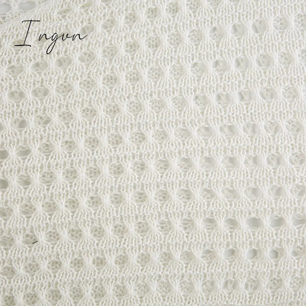 Ingvn - Hot Sell Irregular Hollow Out Knitted Y2K T - Shirts Women Summer Vacation Clothes O Neck