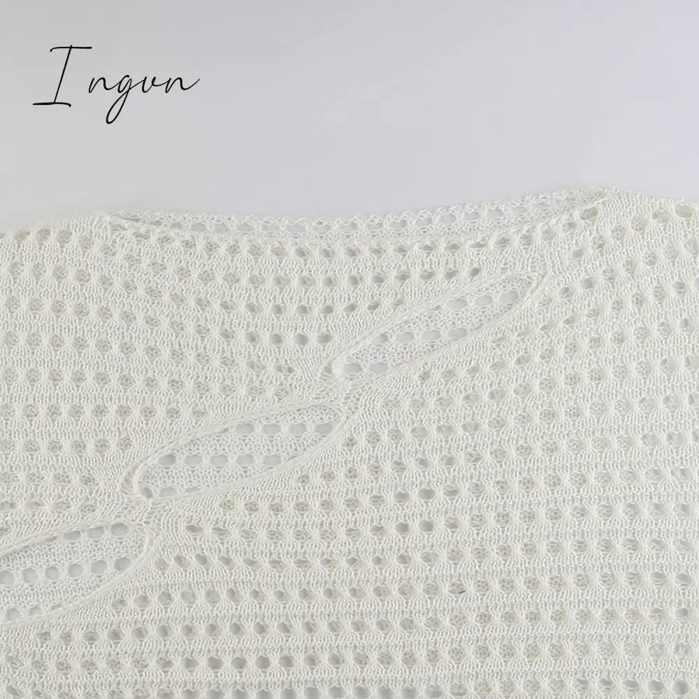 Ingvn - Hot Sell Irregular Hollow Out Knitted Y2K T - Shirts Women Summer Vacation Clothes O Neck