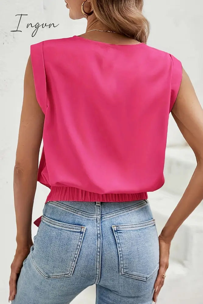 Ingvn - Casual Solid Bandage O Neck T-Shirts Tops/Tees & T-Shirts