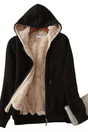 Full Zip Up Women's Casual Sherpa Lined Hoodie Sweatshirt Jacket Coat