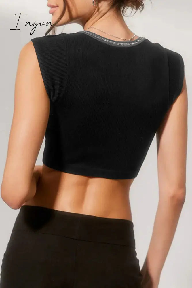 Ingvn - Sexy Street Solid Patchwork U Neck T-Shirts Tops/Tees & T-Shirts