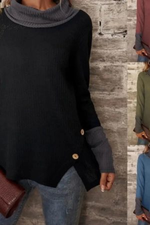 Ingvn - Female Waffle Check Double-Layer Loose Autumn Winter Long Sleeve T-Shirts Vintage Medium