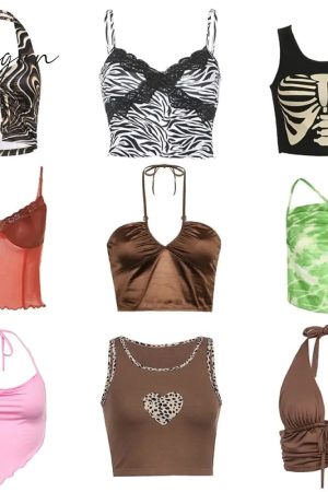 Ingvn - 80S Fashion 21 Style Sexy Vintage Strappy Y2K Halter Crop Top Women Summer 90S Backless