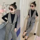 Ingvn - Teenage Girls Clothing Set 12 13 14 Years Spring Plaid Vest T - Shirts Pants 3Pcs Suit For
