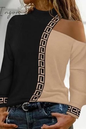 Ingvn - Casual Mesh Sleeve Blouses Fashion Spring Female T-Shirts Woman Clothes Dew Shoulder Top