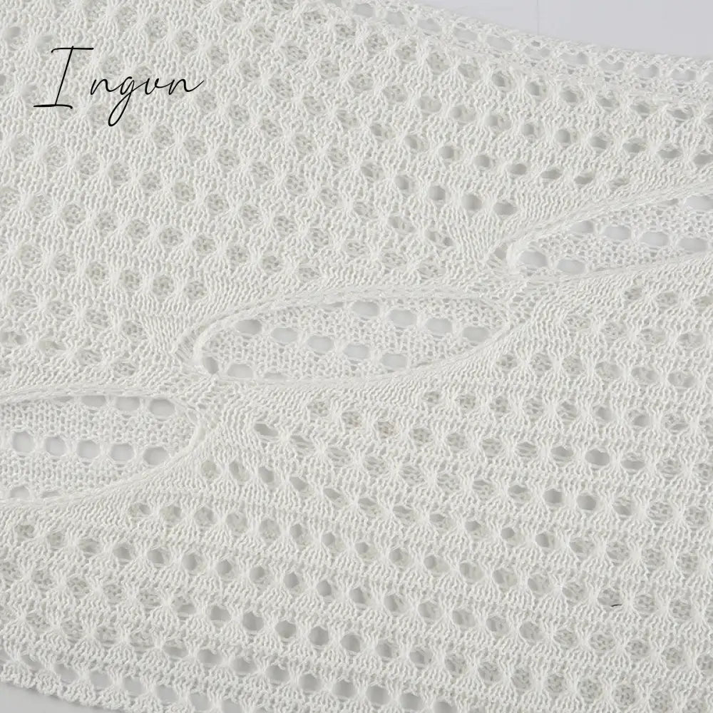 Ingvn - Hot Sell Irregular Hollow Out Knitted Y2K T - Shirts Women Summer Vacation Clothes O Neck