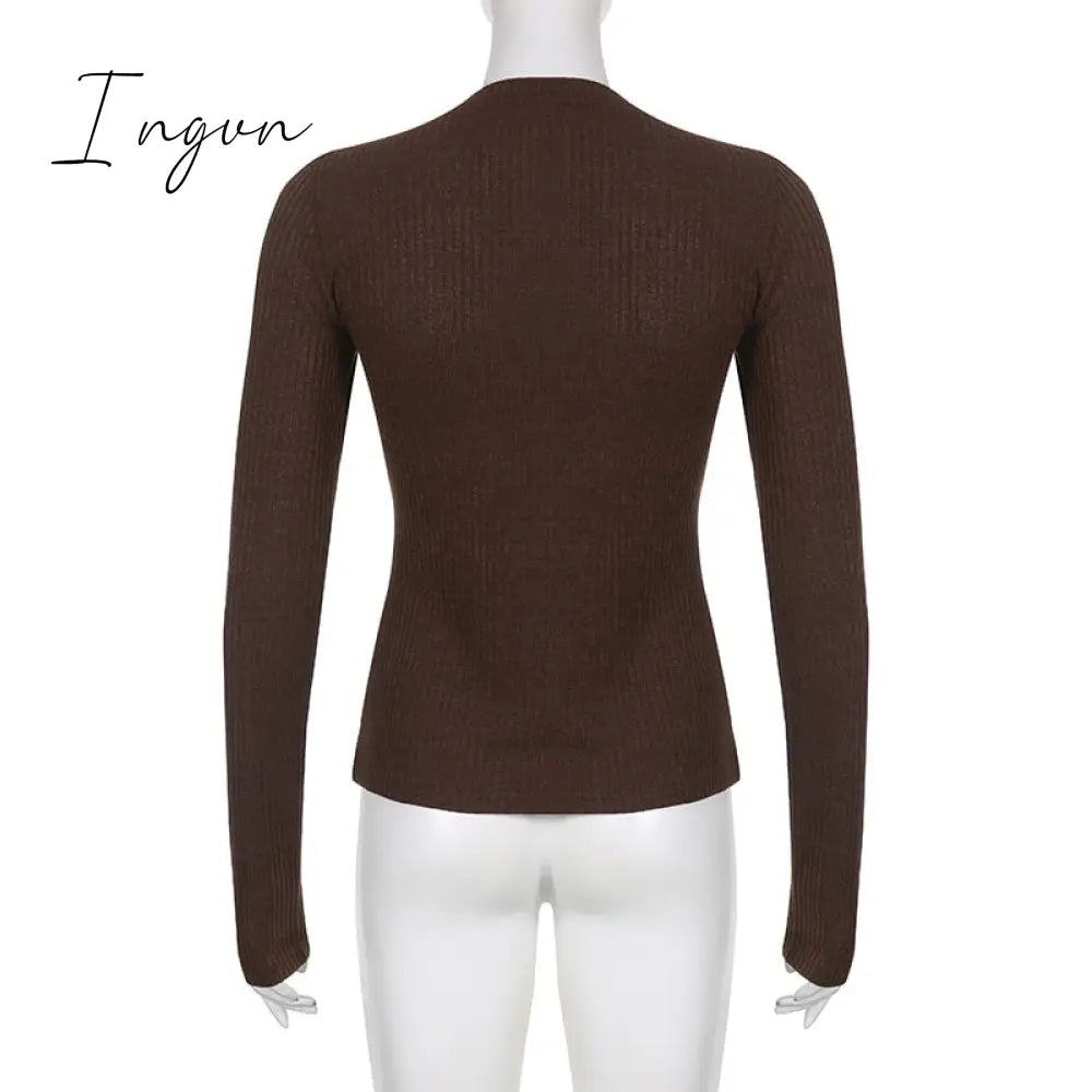 Ingvn - Womens Fashion Button Up Fairy Grunge Aesthetic Casual T-Shirts Retro Y2K Ribbed Lace